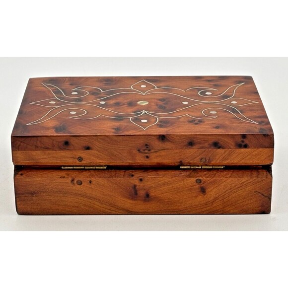 Morrocan Juniper Thuya Wooden Jewelry Boxes Handcrafted Signed Exotic‎ Inlay EUC - Picture 11 of 16